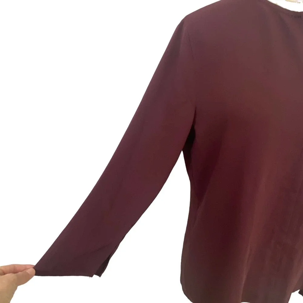 Nic+Zoe Harbour Town Split Neck Tunic Blouse Winterberry Purple Poly NWT Size M - Picture 3 of 10
